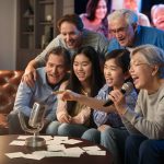 family singing song selection