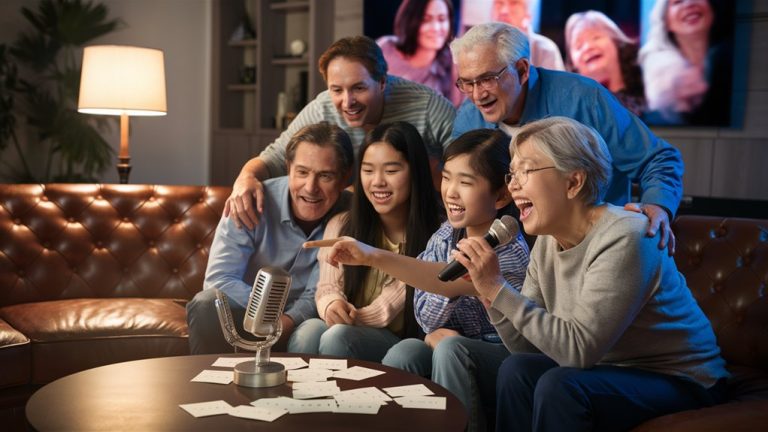 family singing song selection