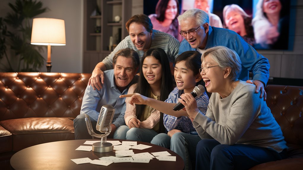 family singing song selection