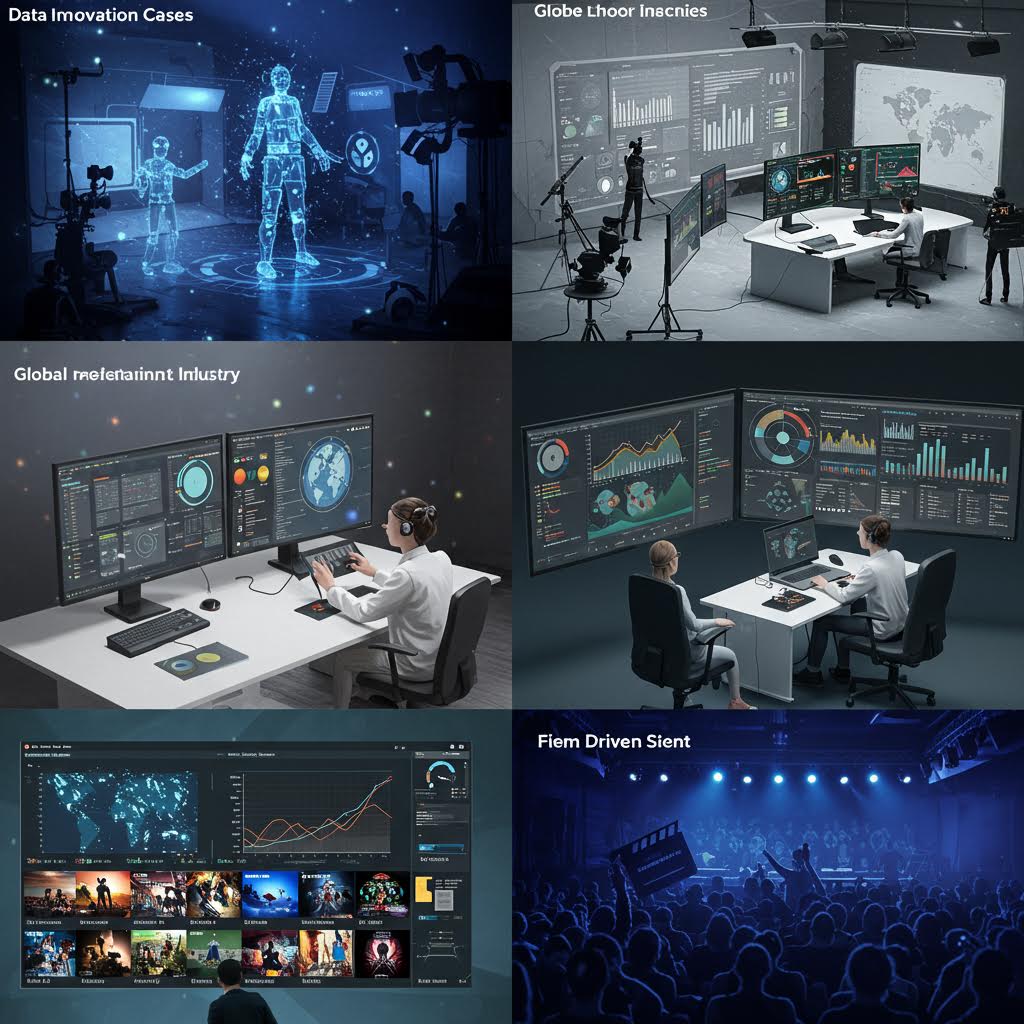 파란빛 도시 전경 위로 클라우드와 데이터 아이콘이 떠오르며 글로벌 투자 흐름을 시각화한 클라우드 기반 보고 장면