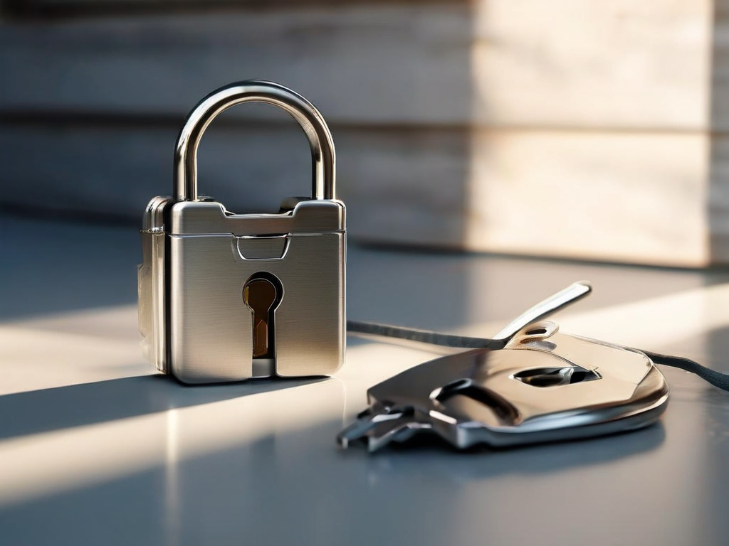 A closed metal lock and blank security card on brushed metal, representing account safety preparation.