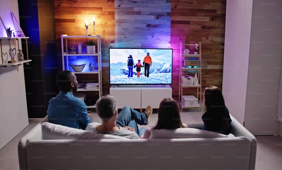 Viewer using a television to access catch-up and on-demand programming.